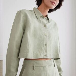 Aritzia Wilfred Proposal Linen cropped shirt